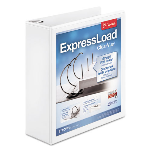 Image of ExpressLoad ClearVue Locking D-Ring Binder, 3 Rings, 3" Capacity, 11 x 8.5, White