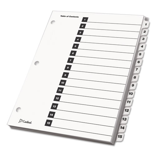 Image of Cardinal® Onestep Printable Table Of Contents And Dividers, 15-Tab, 1 To 15, 11 X 8.5, White, White Tabs, 1 Set