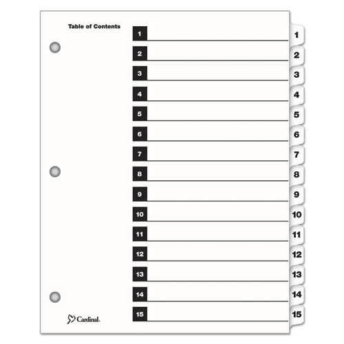 Image of Cardinal® Onestep Printable Table Of Contents And Dividers, 15-Tab, 1 To 15, 11 X 8.5, White, White Tabs, 1 Set
