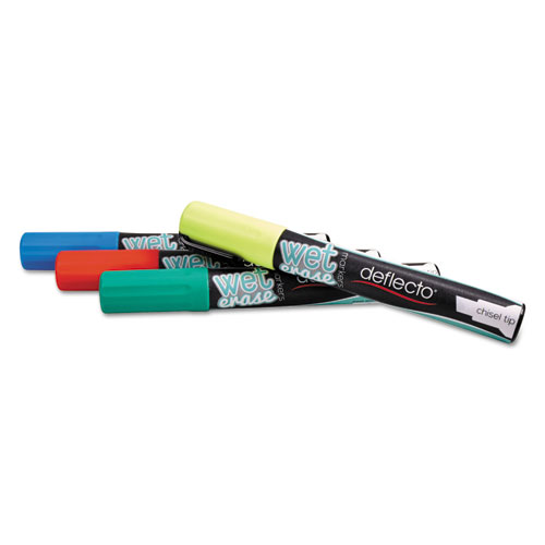 Image of Wet Erase Markers, Medium Chisel Tip, Assorted Colors, 4/Pack