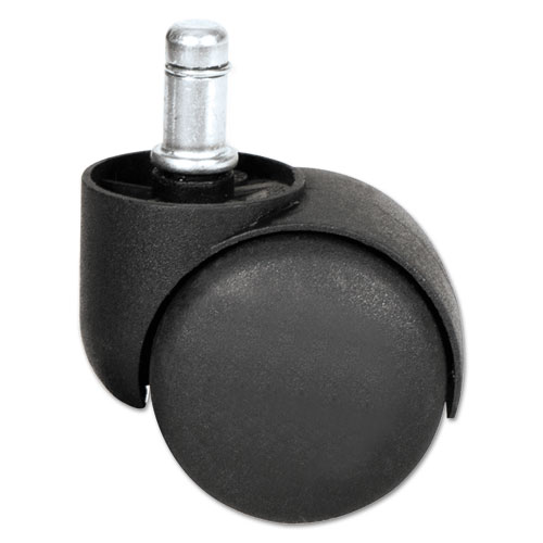 Image of Alera® Dual Wheel Hooded Casters, Grip Ring Type B Stem, 1.5" Hard Nylon Wheel, Matte Black, 5/Set