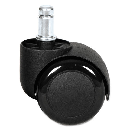 Image of Dual Wheel Hooded Casters, Grip Ring Type B Stem, 2" Soft Nylon Wheel, Black, 5/Set
