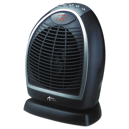 Digital Fan-Forced Oscillating Heater, 1500W, 9 1/4 x 7 x 11 3/4, Black