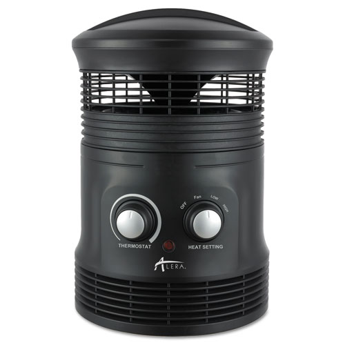 Alera® 360 Deg Circular Fan Forced Heater, 8" x 8" x 12", Black