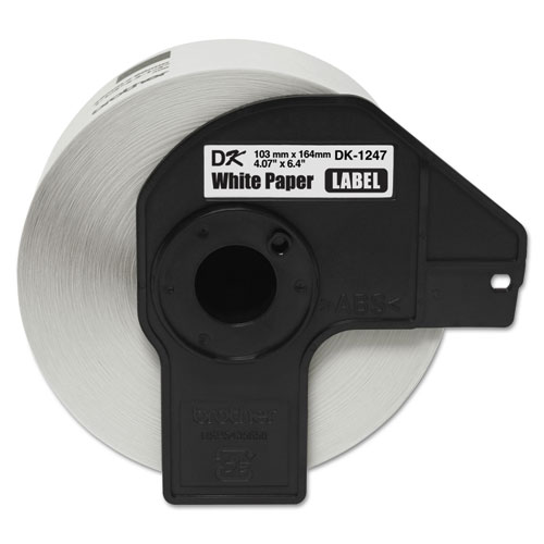 Brother P-Touch® Dk1247 Label Tape, 4.07" X 6.4", Black On White, 180 Labels/Roll