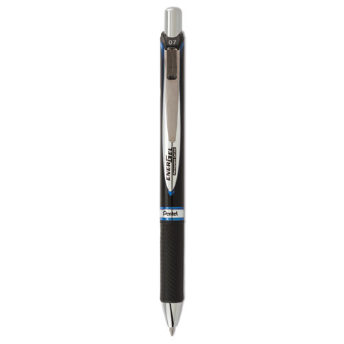 Pentel® EnerGel PRO Permanent Ink Gel Pen, Retractable, Medium 0.7 mm, Blue Ink, Black Barrel