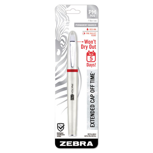 Image of Zebra® Pm-701 Permanent Marker, Medium Bullet Tip, Red