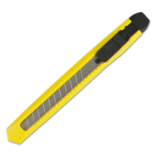 Image of Boardwalk® Snap Blade Knife, Retractable, Snap-Off, 0.39" Blade, 5" Plastic Handle, Yellow