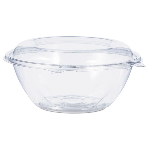 Tamper-Resistant, Tamper-Evident Bowls with Dome Lid, 24 oz, 7" Diameter x 3.1"h, Clear, 150/Carton