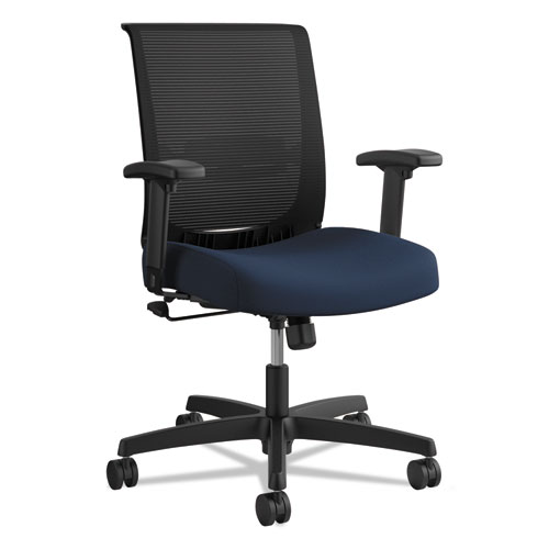 CONVERGENCE MID-BACK TASK CHAIR WITH SWIVEL-TILT CONTROL, SUPPORTS UP TO 275 LBS, NAVY SEAT, BLACK BACK, BLACK BASE