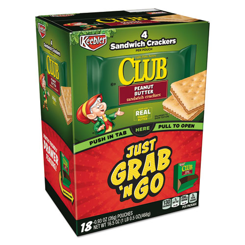 Keebler® Sandwich Cracker, Club and Cheddar, 8 Cracker Snack Pack, 12/Box
