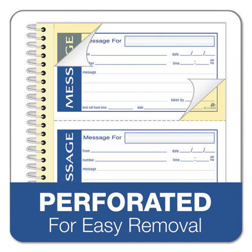 Write 'n Stick Phone Message Book, Two-Part Carbonless, 4.75 x 2.75, 4 Forms/Sheet, 200 Forms Total