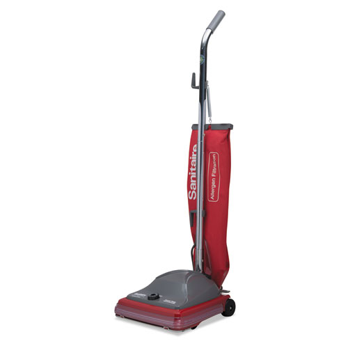 TRADITION UPRIGHT BAGGED VACUUM, 5 AMP, 19.8 LB, RED/GRAY