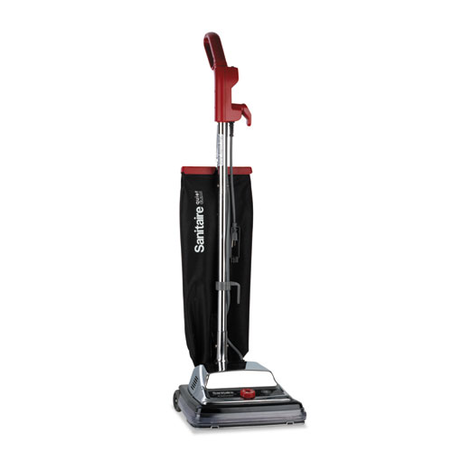 Image of TRADITION QuietClean Upright Vacuum SC889A, 12" Cleaning Path, Gray/Red/Black
