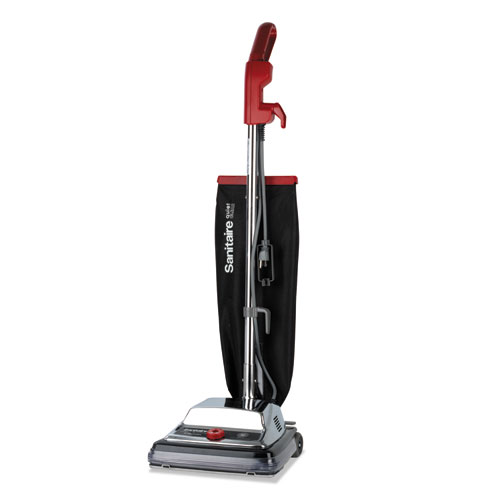 TRADITION QuietClean Upright Vacuum SC889A, 12" Cleaning Path, Gray/Red/Black