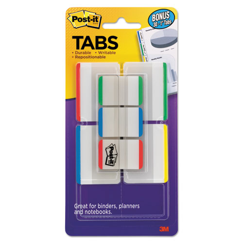TABS VALUE PACK, 1/5-CUT AND 1/3-CUT TABS, ASSORTED PRIMARY COLORS, 1" AND 2" WIDE, 114/PACK