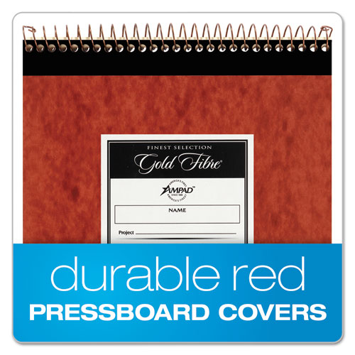 Image of Ampad® Gold Fibre Retro Wirebound Writing Pads, Wide/Legal And Quadrille Rule, Red Cover, 70 White 8.5 X 11.75 Sheets