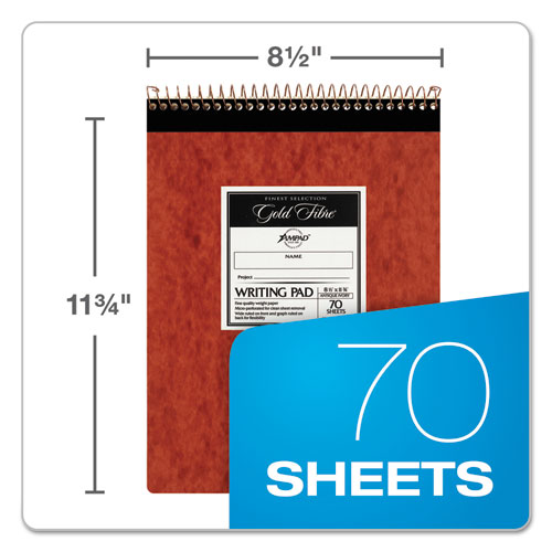 Gold Fibre Retro Wirebound Writing Pads, Wide/Legal and Quadrille Rule, Red Cover, 70 White 8.5 x 11.75 Sheets