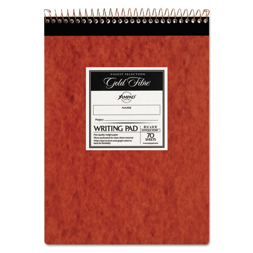 Image of Gold Fibre Retro Wirebound Writing Pads, Wide/Legal Rule, Red Cover, 70 Antique Ivory 8.5 x 11.75 Sheets
