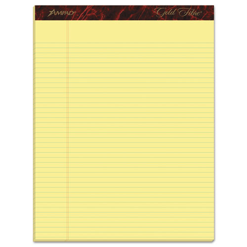 Image of Ampad® Gold Fibre Quality Writing Pads, Narrow Rule, 50 Canary-Yellow 8.5 X 11.75 Sheets, Dozen