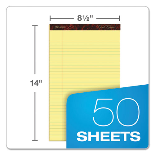 Image of Gold Fibre Quality Writing Pads, Wide/Legal Rule, 50 Canary-Yellow 8.5 x 14 Sheets, Dozen