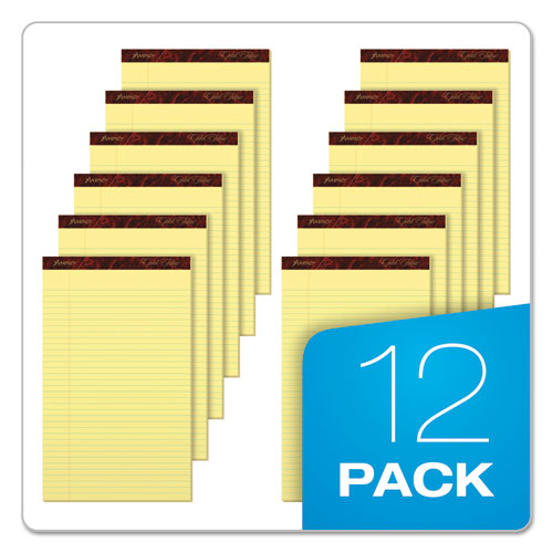 Image of Ampad® Gold Fibre Quality Writing Pads, Wide/Legal Rule, 50 Canary-Yellow 8.5 X 14 Sheets, Dozen