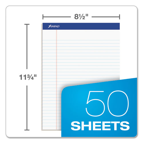 Image of Ampad® Recycled Writing Pads, Wide/Legal Rule, Politex Green Kelsu Headband, 50 White 8.5 X 11.75 Sheets, Dozen