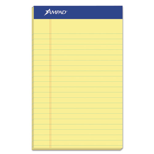 Image of Ampad® Perforated Writing Pads, Narrow Rule, 50 Canary-Yellow 5 X 8 Sheets, Dozen
