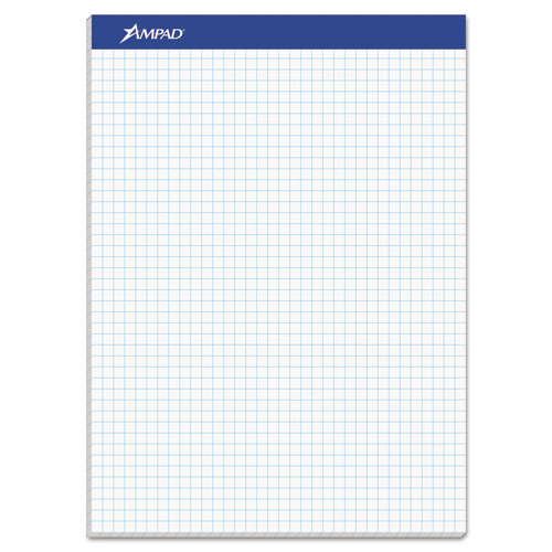 Quad Double Sheet Pad, 4 sq/in Quadrille Rule, 8.5 x 11.75, White, 100 Sheets