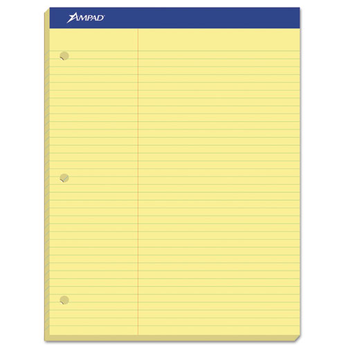 Ampad® Double Sheet Pads, Pitman Rule Variation (Offset Dividing Line - 3" Left), 100 Canary-Yellow 8.5 X 11.75 Sheets