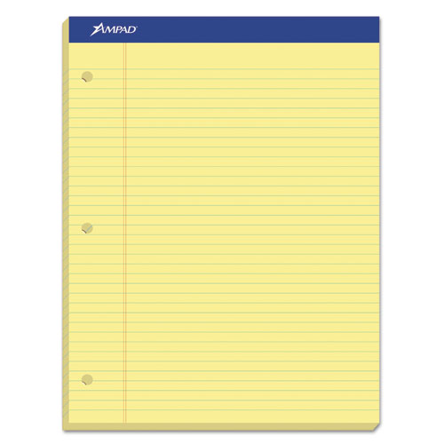 Image of Ampad® Double Sheet Pads, Narrow Rule, 100 Canary-Yellow 8.5 X 11.75 Sheets