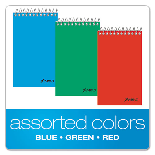 Image of Ampad® Memo Pads, Narrow Rule, Assorted Cover Colors, 60 White 3 X 5 Sheets, 3/Pack