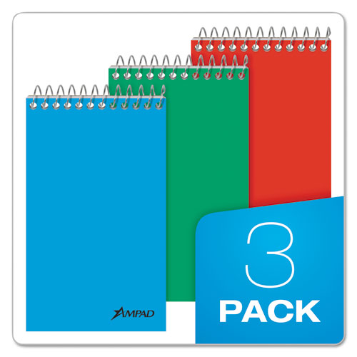 Image of Ampad® Memo Pads, Narrow Rule, Assorted Cover Colors, 60 White 3 X 5 Sheets, 3/Pack