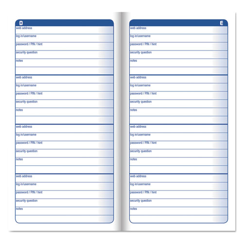 Image of Password Journal, One-Part (No Copies), 3 x 1.5, 4 Forms/Sheet, 192 Forms Total