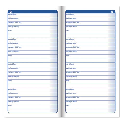 Image of Adams® Password Journal, One-Part (No Copies), 3 X 1.5, 4 Forms/Sheet, 192 Forms Total