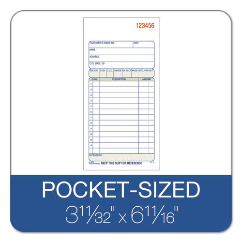 2-Part Sales Book, 3 3/8 x 6 11/16, Carbonless, 50 Sets/Book