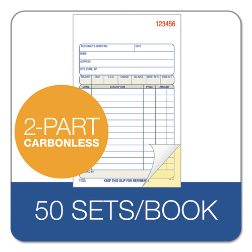 2-Part Sales Book, 12 Lines, Two-Part Carbon, 6.69 x 4.19, 50 Forms Total