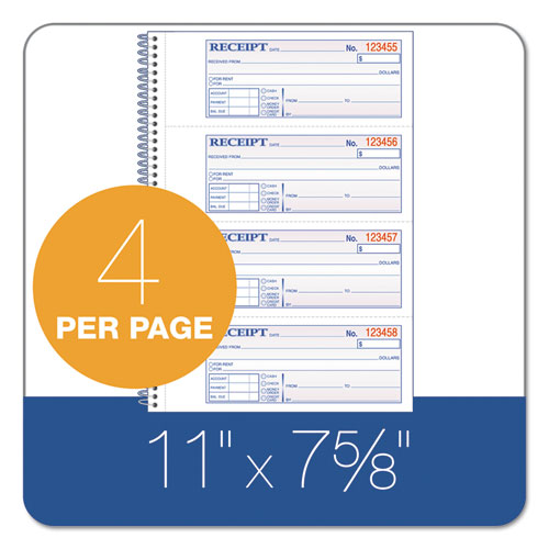 TOPS Money/Rent Receipt Book, 7 1/8 x 2 3/4, 2-Part Carbonless, 200 Sets/Book