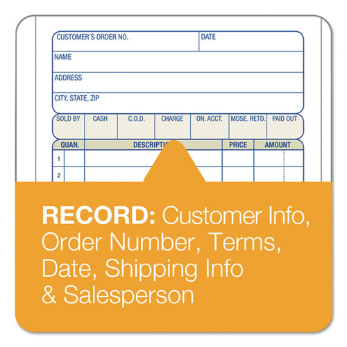 Image of Adams® 3-Part Sales Book, Three-Part Carbonless, 3.25 X 7.13, 50 Forms Total