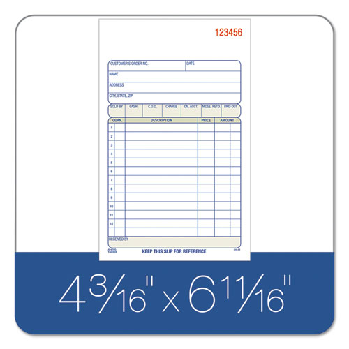 Image of Adams® Sales/Order Book, Three-Part Carbonless, 4.19 X 6.69, 50 Forms Total