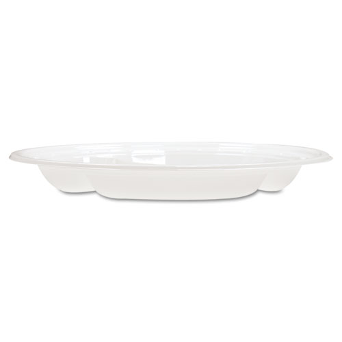 Famous Service Plastic Dinnerware, Plate, 3-Compartment, 10.25" dia, White, 125/Pack, 4 Packs/Carton