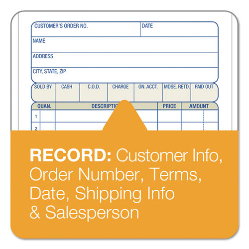 Image of Adams® Sales/Order Book, Three-Part Carbonless, 4.19 X 6.69, 50 Forms Total