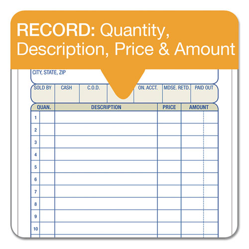 Image of Adams® Sales/Order Book, Three-Part Carbonless, 4.19 X 6.69, 50 Forms Total