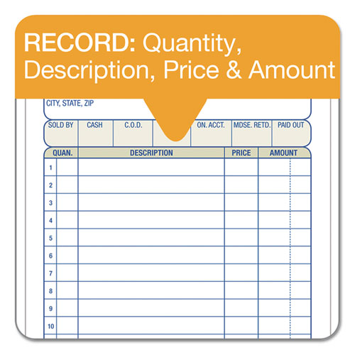 Carbonless Sales Order Book, Three-Part Carbonless, 4-3/16 X 7 3/16, 50 Sheets