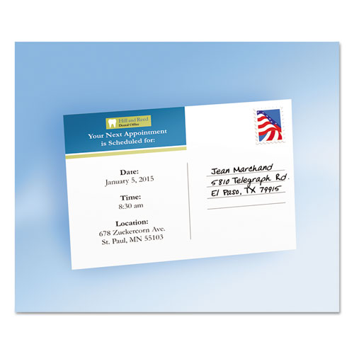 Image of Avery® Printable Postcards, Laser, 80 Lb, 4 X 6, Uncoated White, 80 Cards, 2 Cards/Sheet, 40 Sheets/Box