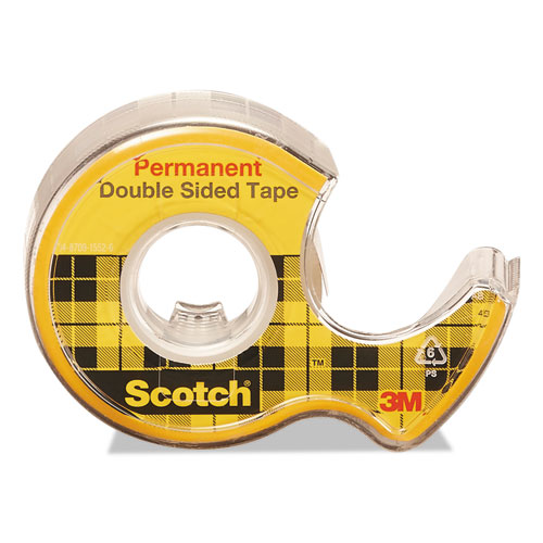 Double-Sided Permanent Tape in Handheld Dispenser, 1" Core, 0.5" x 20.83 ft, Clear, 3/Pack
