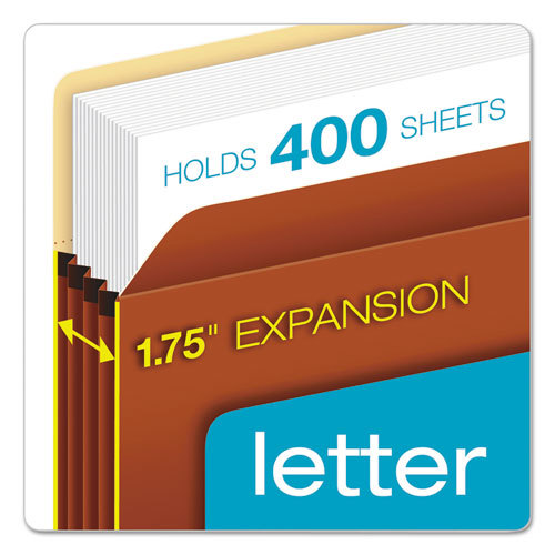 Image of Pendaflex® Standard Expanding File Pockets, 1.75" Expansion, Letter Size, Red Fiber, 25/Box