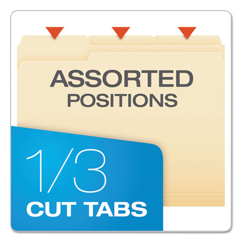 Image of Pendaflex® Smartshield Top Tab File Folders, 1/3-Cut Tabs: Assorted, Letter Size, Manila, 100/Box
