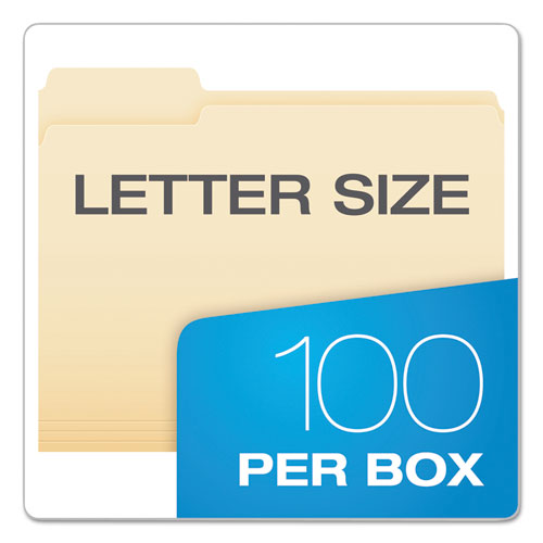 SmartShield Top Tab File Folders, 1/3-Cut Tabs: Assorted, Letter Size, Manila, 100/Box