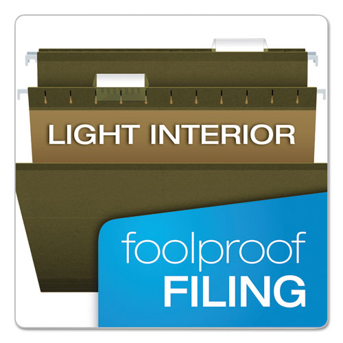 Image of Reinforced Hanging File Folders with Printable Tab Inserts, Letter Size, 1/5-Cut Tabs, Standard Green, 25/Box